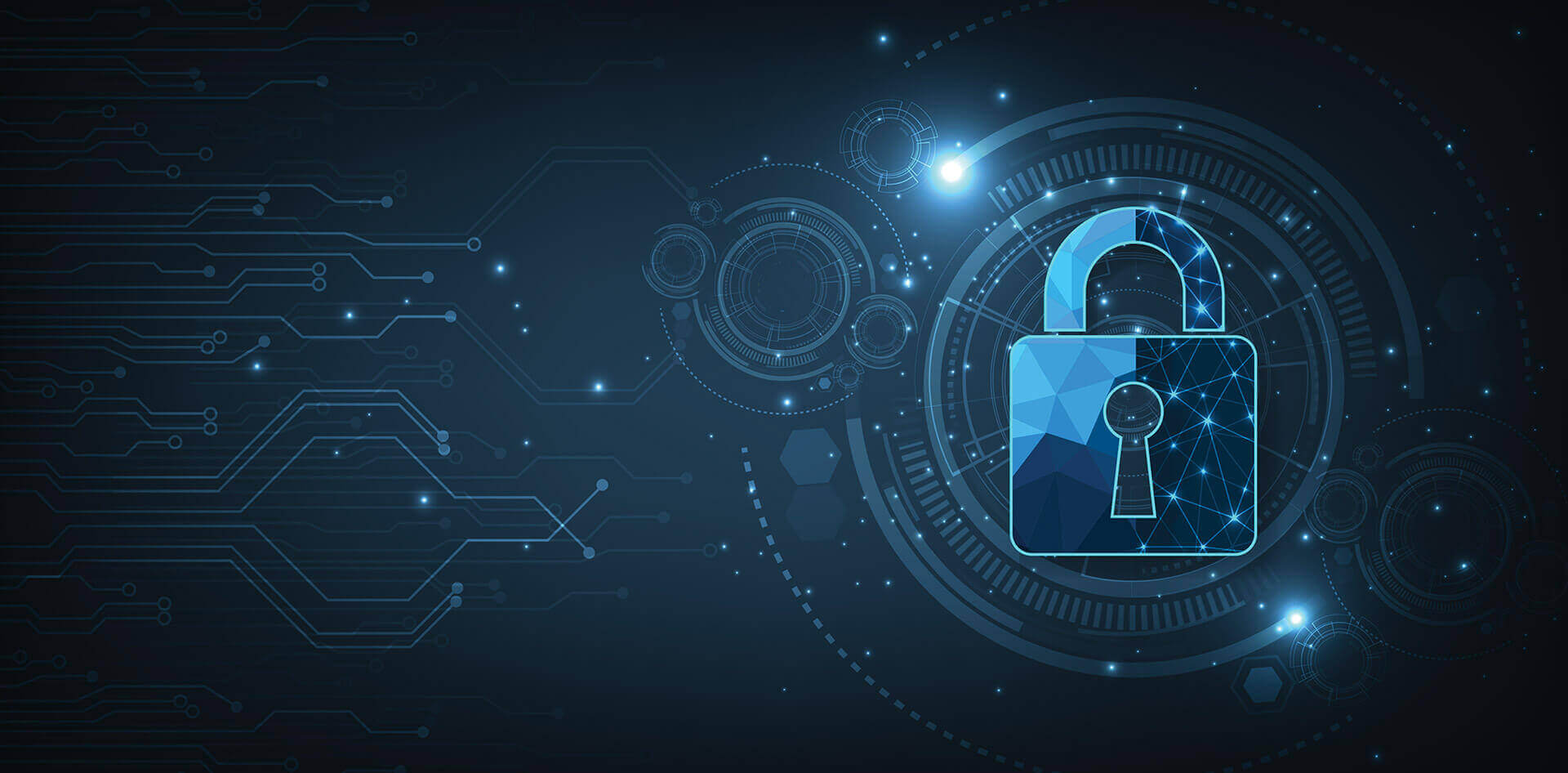 Padlock on the dark blue background