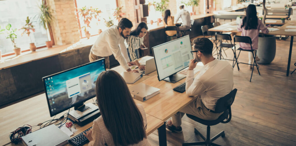 People working on desks