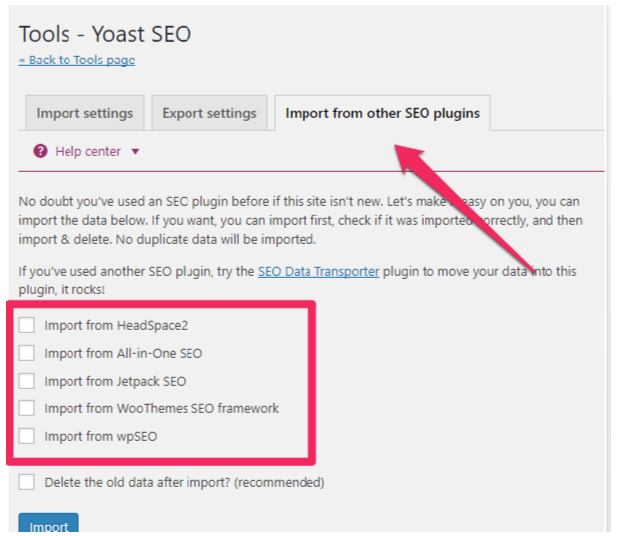 Import from other SEO Plugin - Yoast Feature